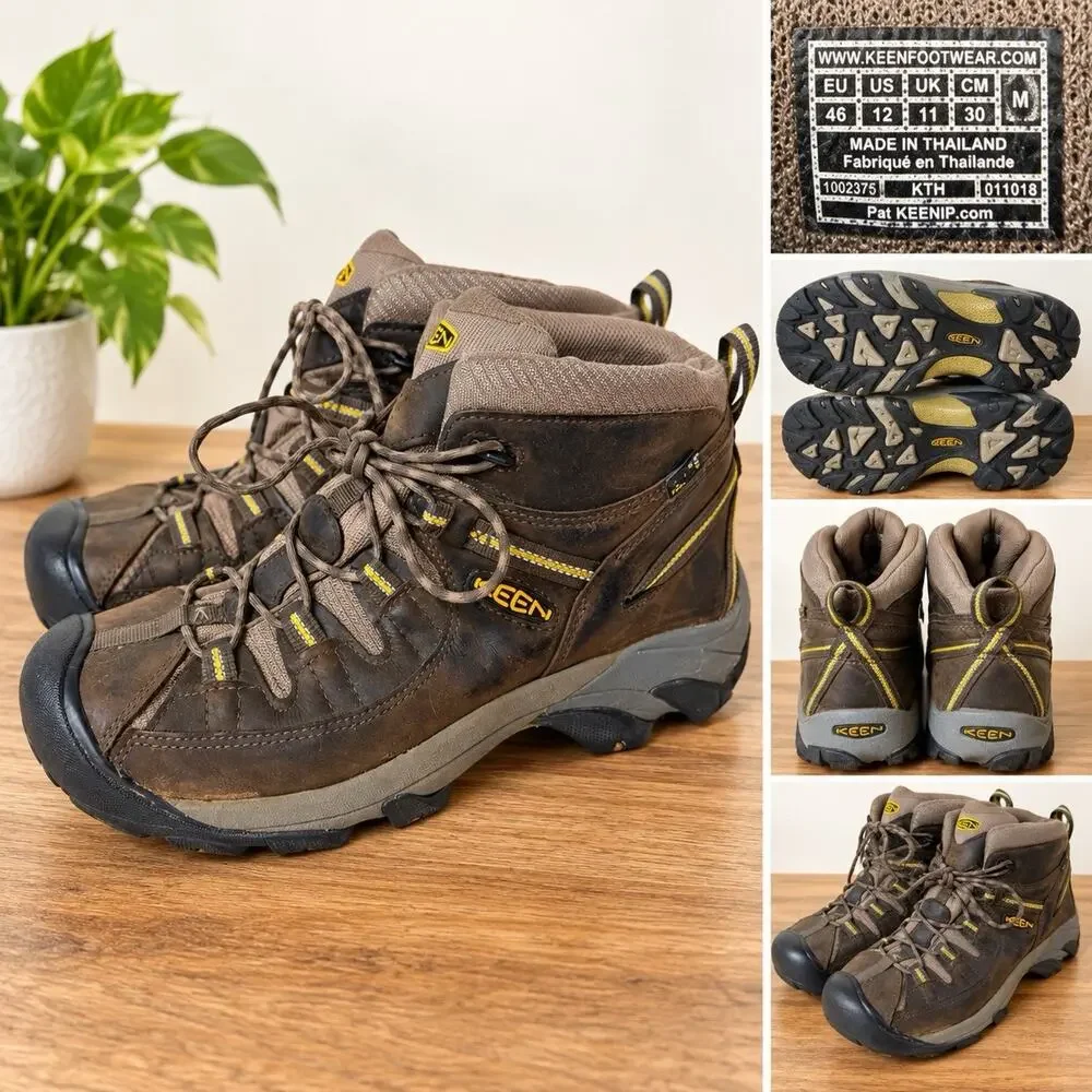 KEEN Targhee II Mid Waterproof Hiking Boots Men’s 12 Brown Leather Trail Shoes